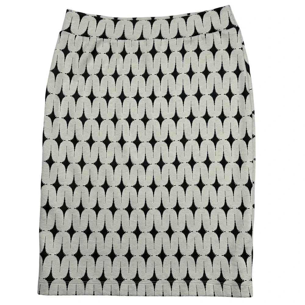 Renee C Womens‎ Black White Geometric Diamond Pencil Skirt Size M Made in USA